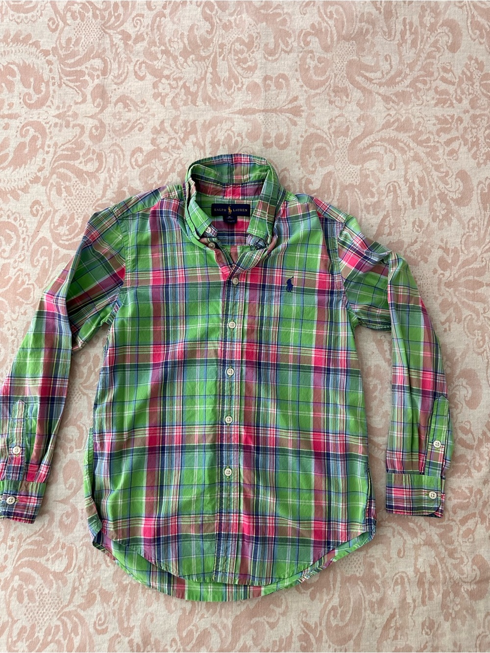 Ralph Lauren Green and Pink Plaid Button-Down Shirt